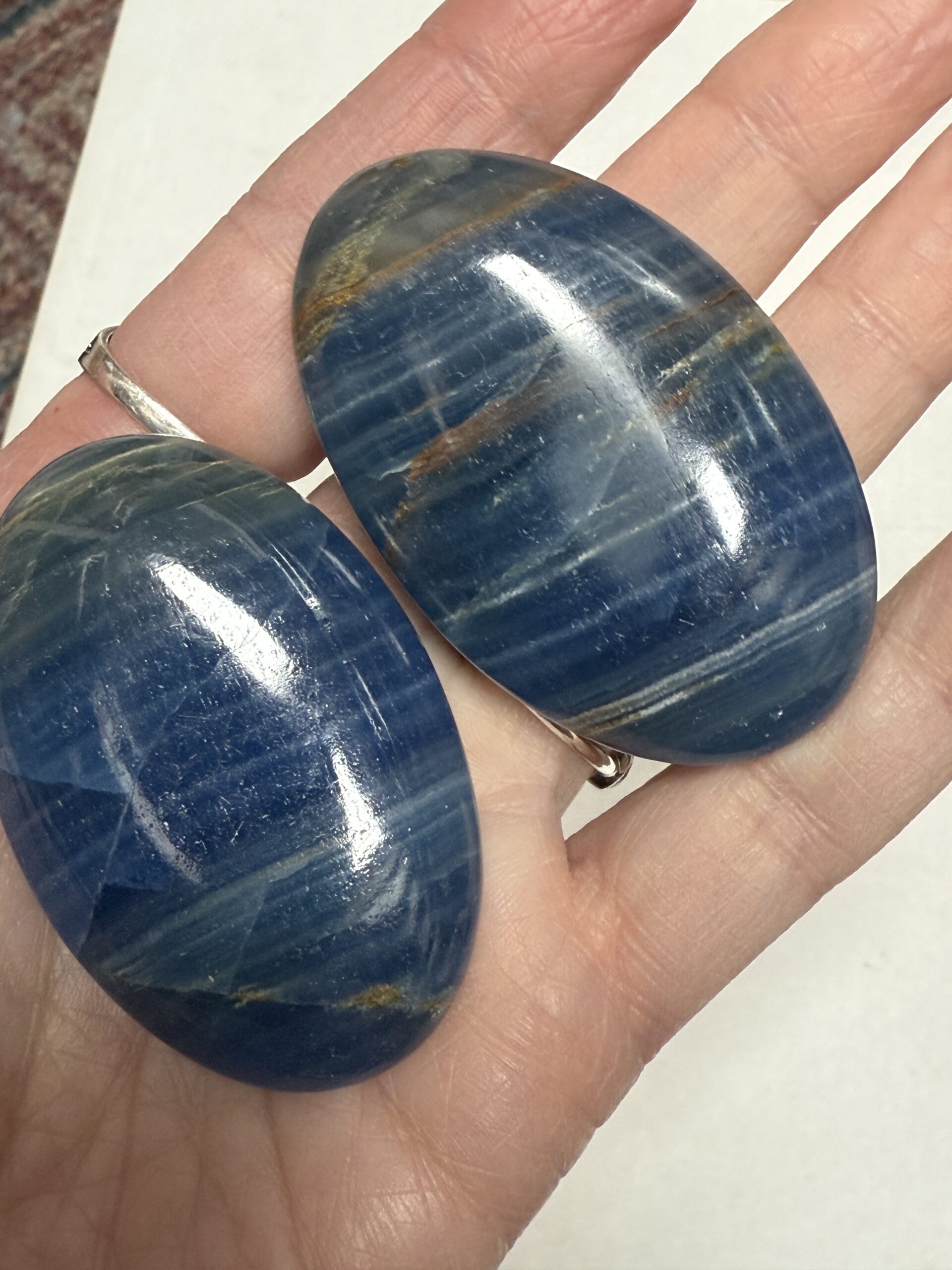 Lemurian Aquatine Calcite Palm Stone - Image 3