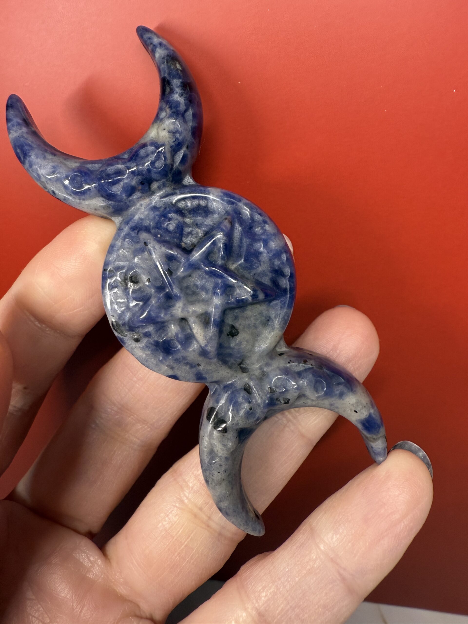 Sodalite Triple Moon Carving