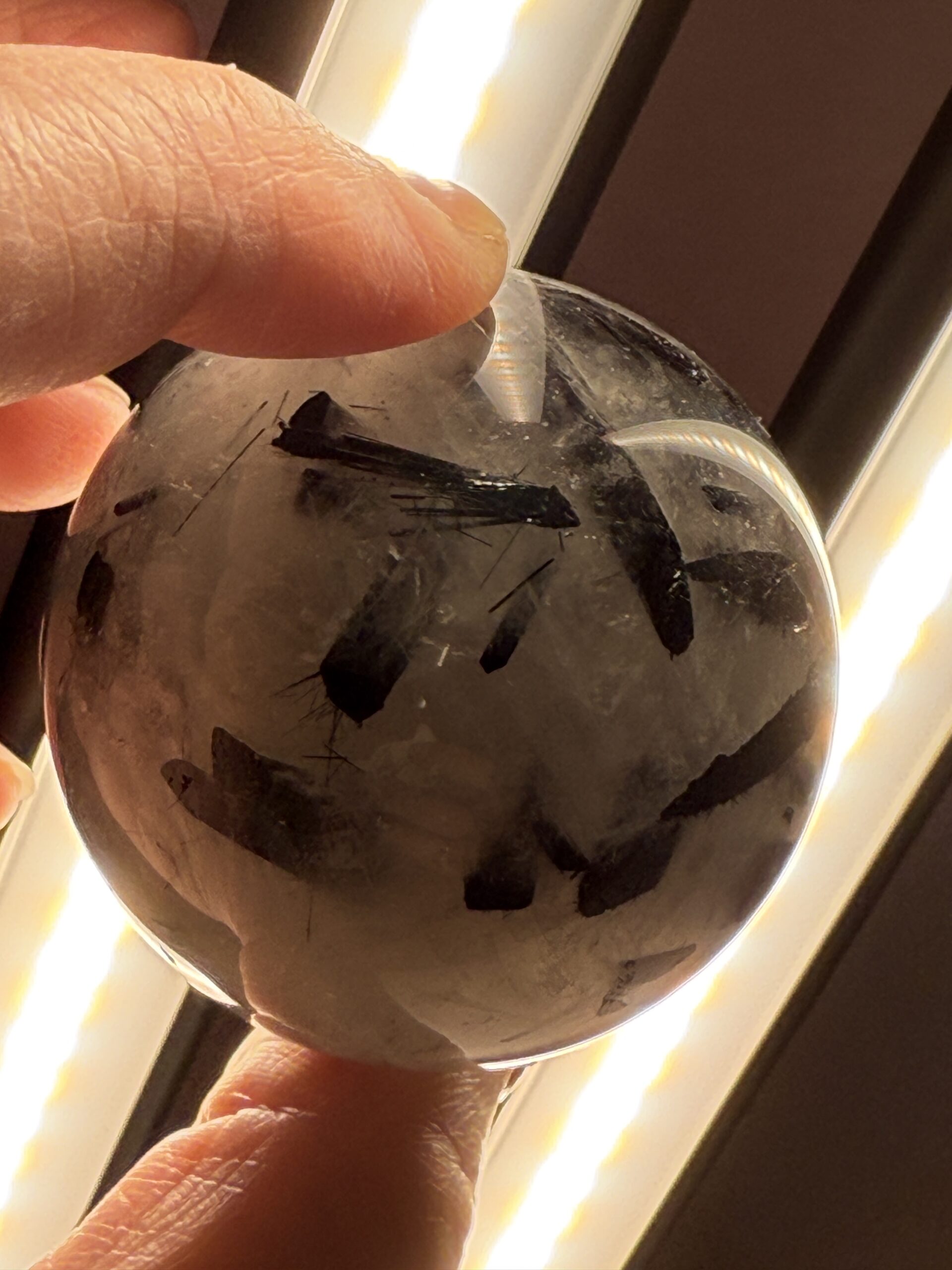 Tourmaline in Quartz Sphere