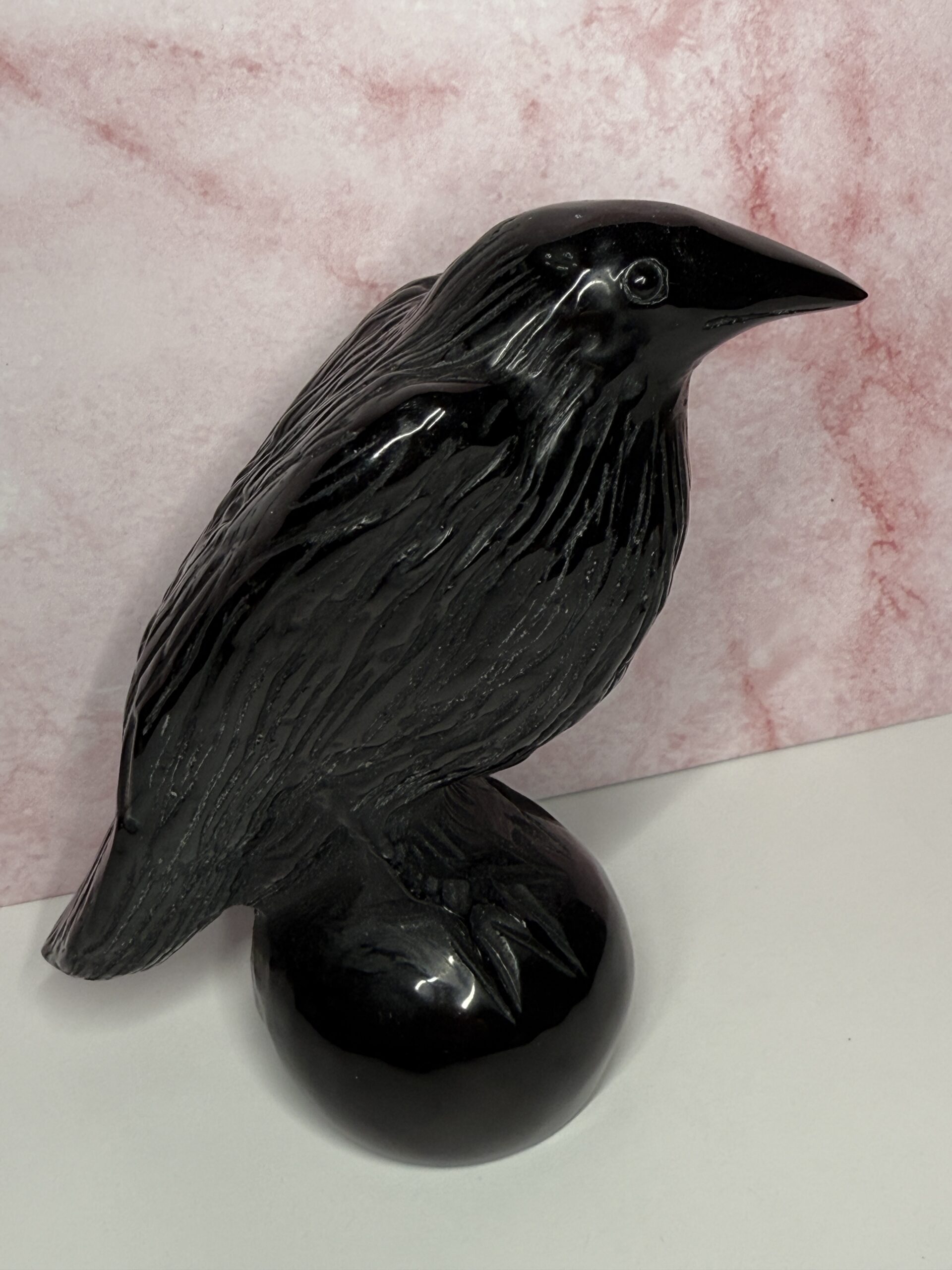 Black Obsidian Crow/Raven Carving - Image 2