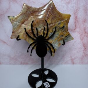 Crazy Lace Agate Spider Web on Custom Spider Stand
