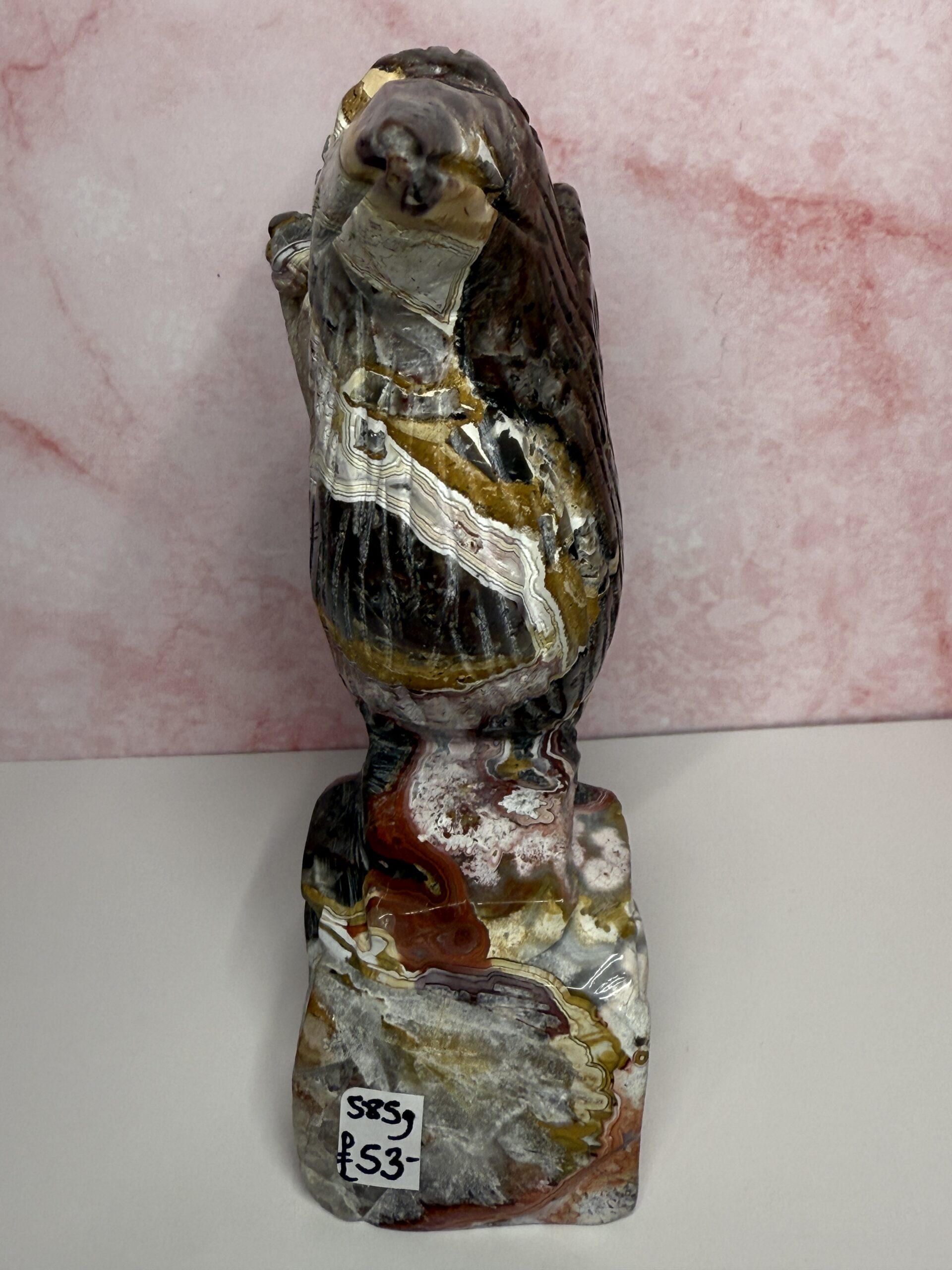 Crazy Lace Agate Bird Carving - Image 4