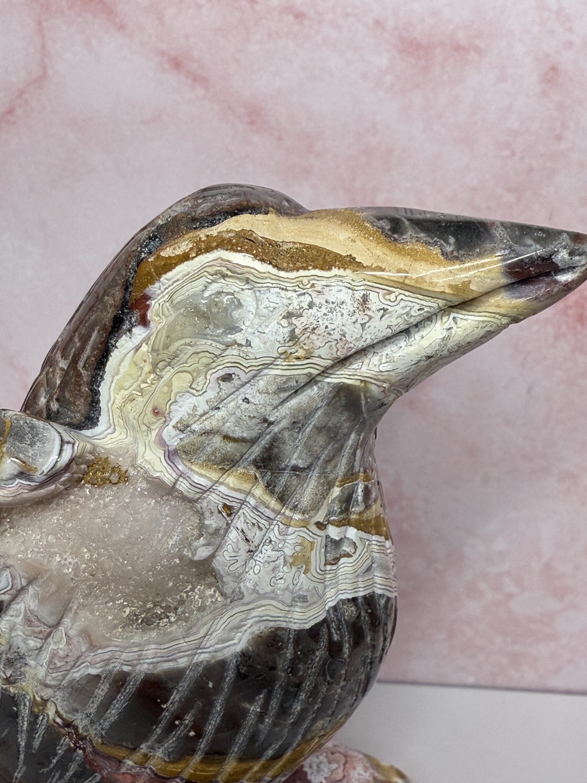 Crazy Lace Agate Bird Carving - Image 3