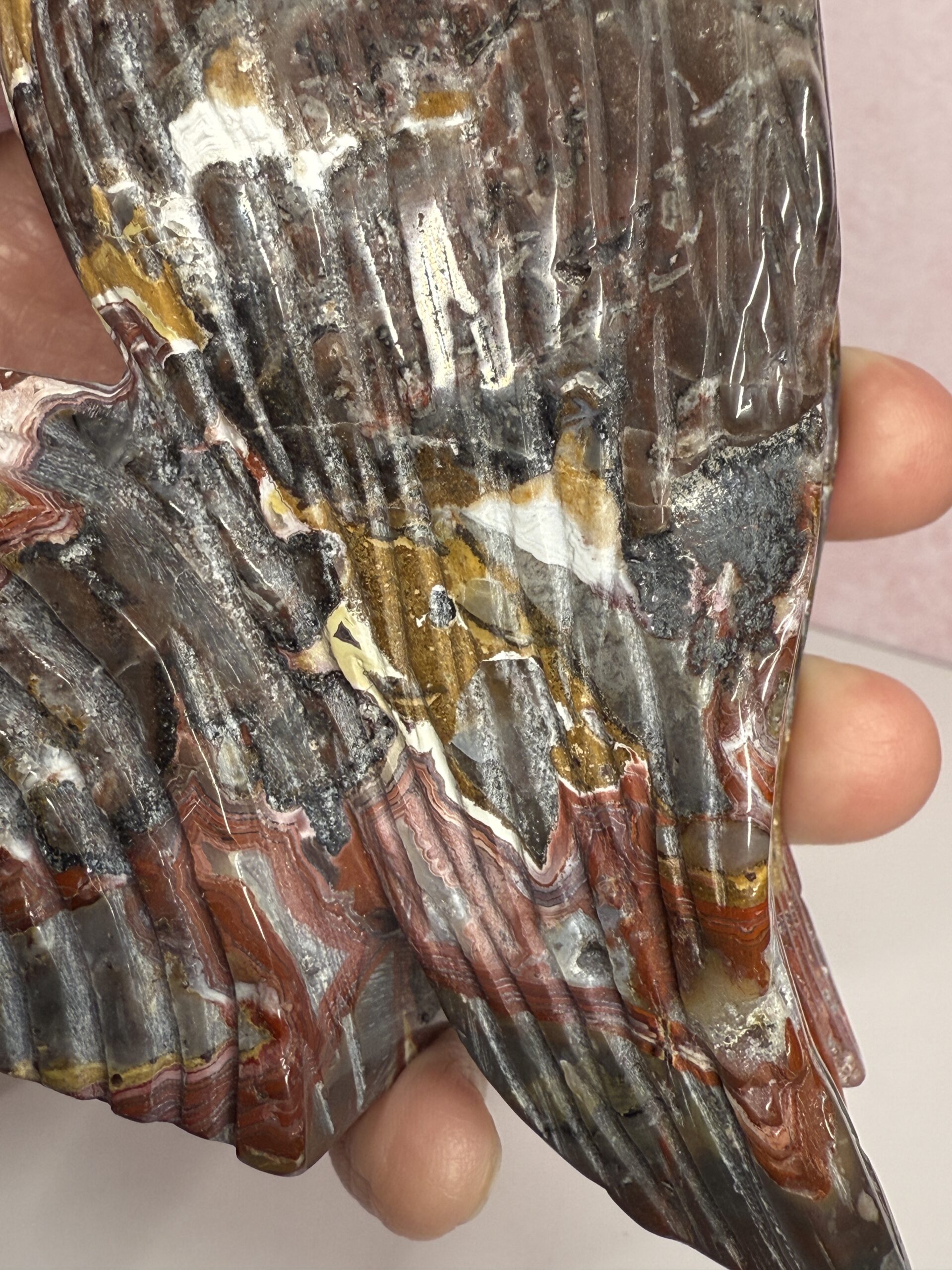 Crazy Lace Agate Bird Carving - Image 11