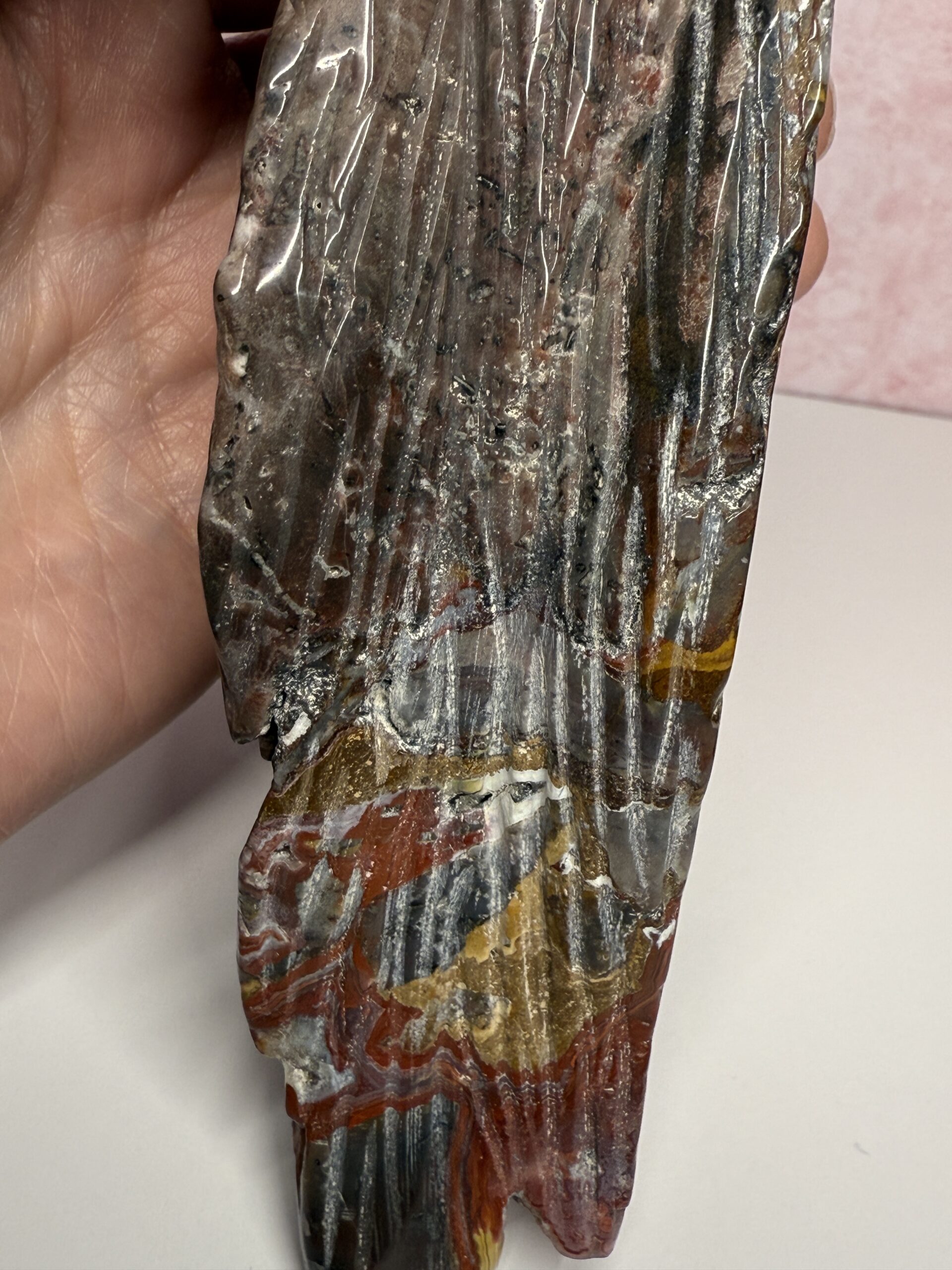 Crazy Lace Agate Bird Carving - Image 9