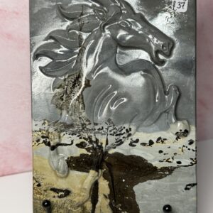 Picture Jasper Slab with Horse Engraving