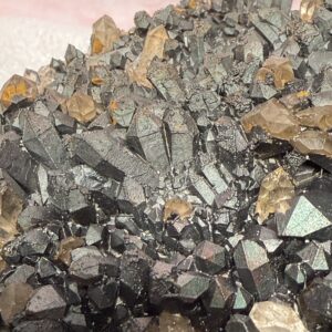 Large Natural Blacknite Quartz Goethite Coated Cluster