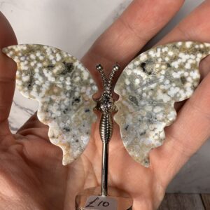 Small Ocean Jasper Butterfly Wings on stand