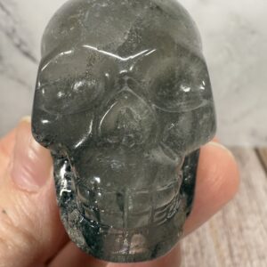 Garden Quartz (Lodolite) Skull Carving