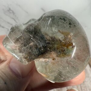 Garden Quartz (Lodolite) Skull Carving