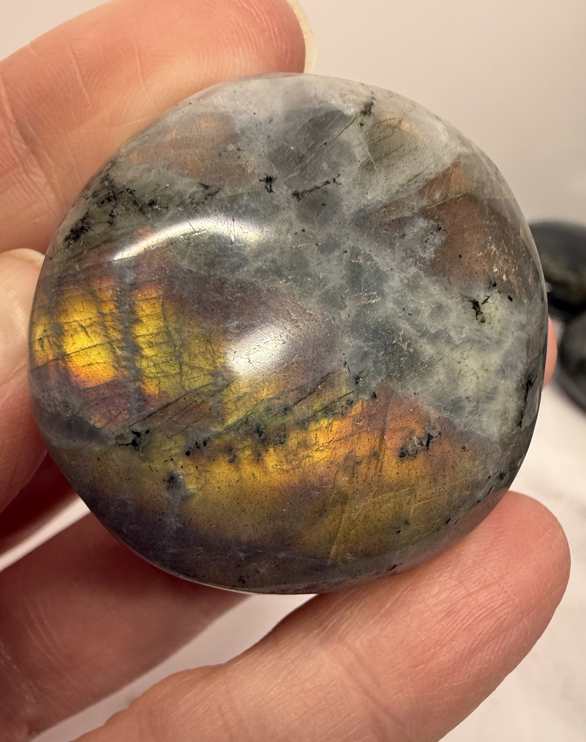 Sunset Flash Labradorite Palm Stone - Image 2