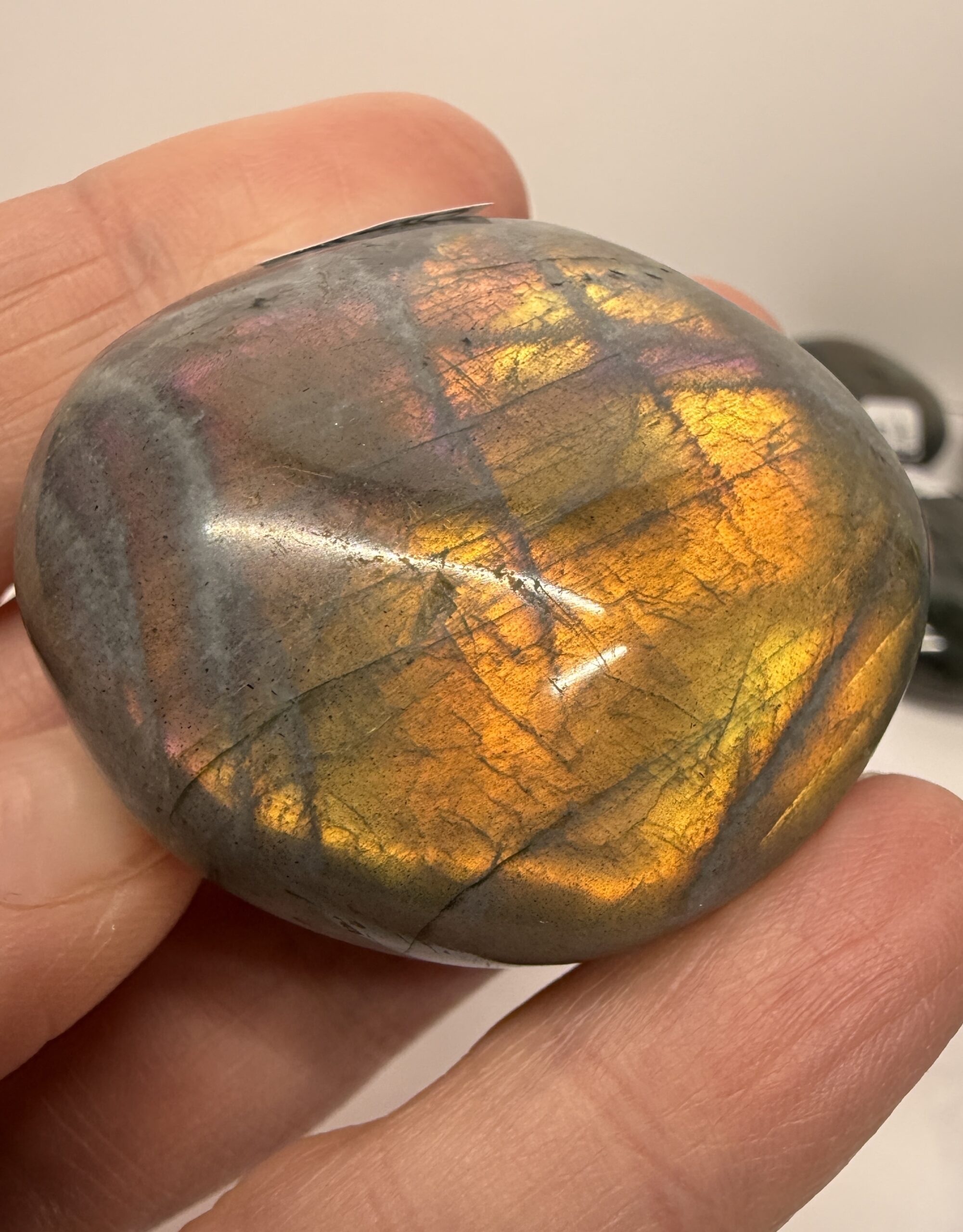 Sunset Flash Labradorite Palm Stone