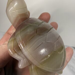 Pink Banded Calcite Turtle Carving