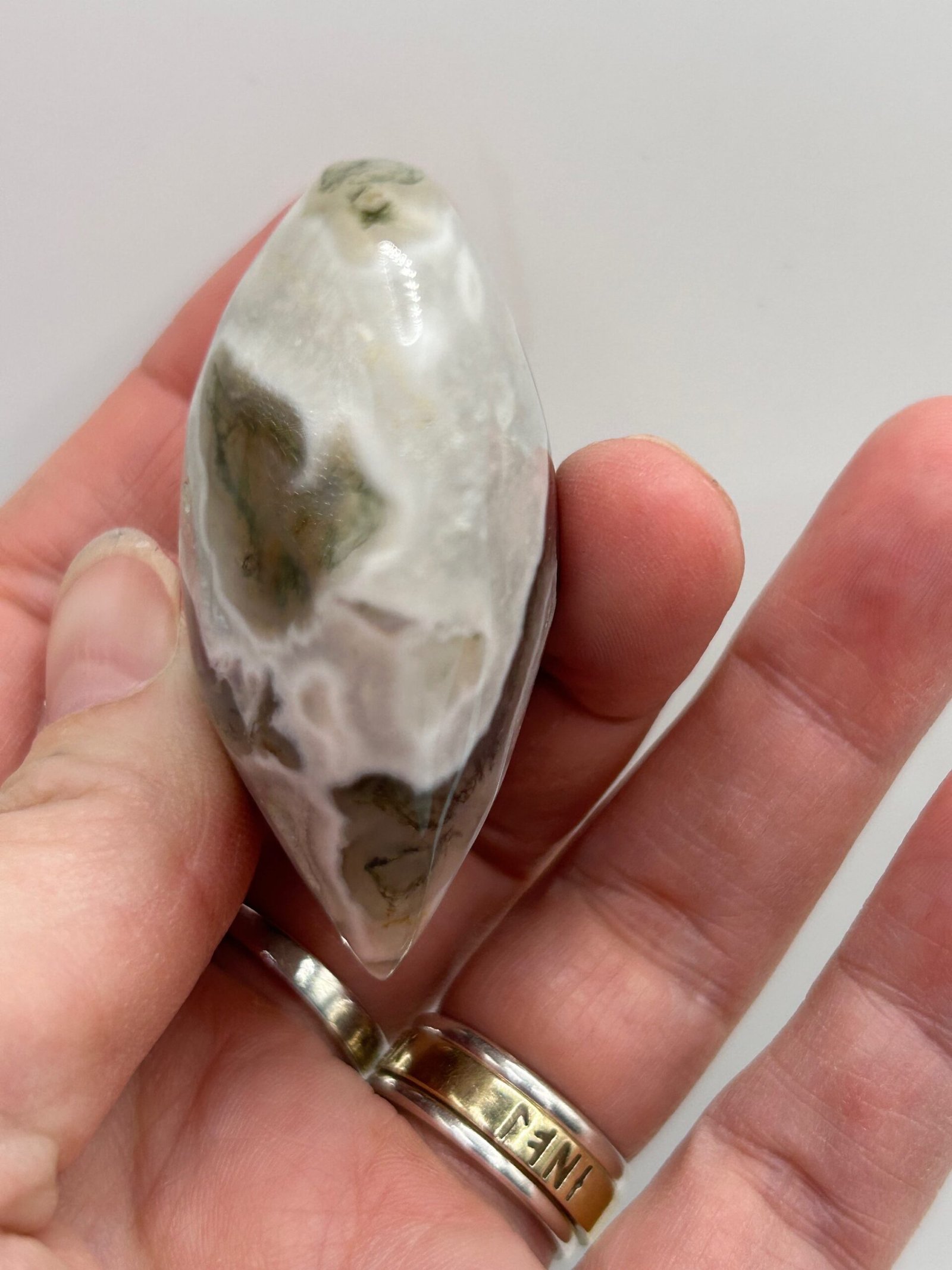 Moss Agate Heart Palm Stone - Image 2