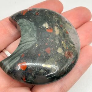 Bloodstone Crescent Moon Palm Stone
