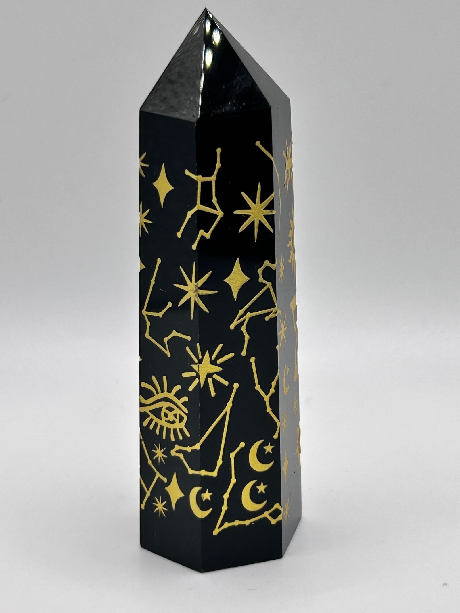 Black Obsidian Engraved Tower - Image 2