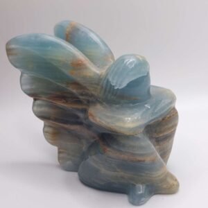 Blue onyx (lemurian aquatine calcite) sitting fairy