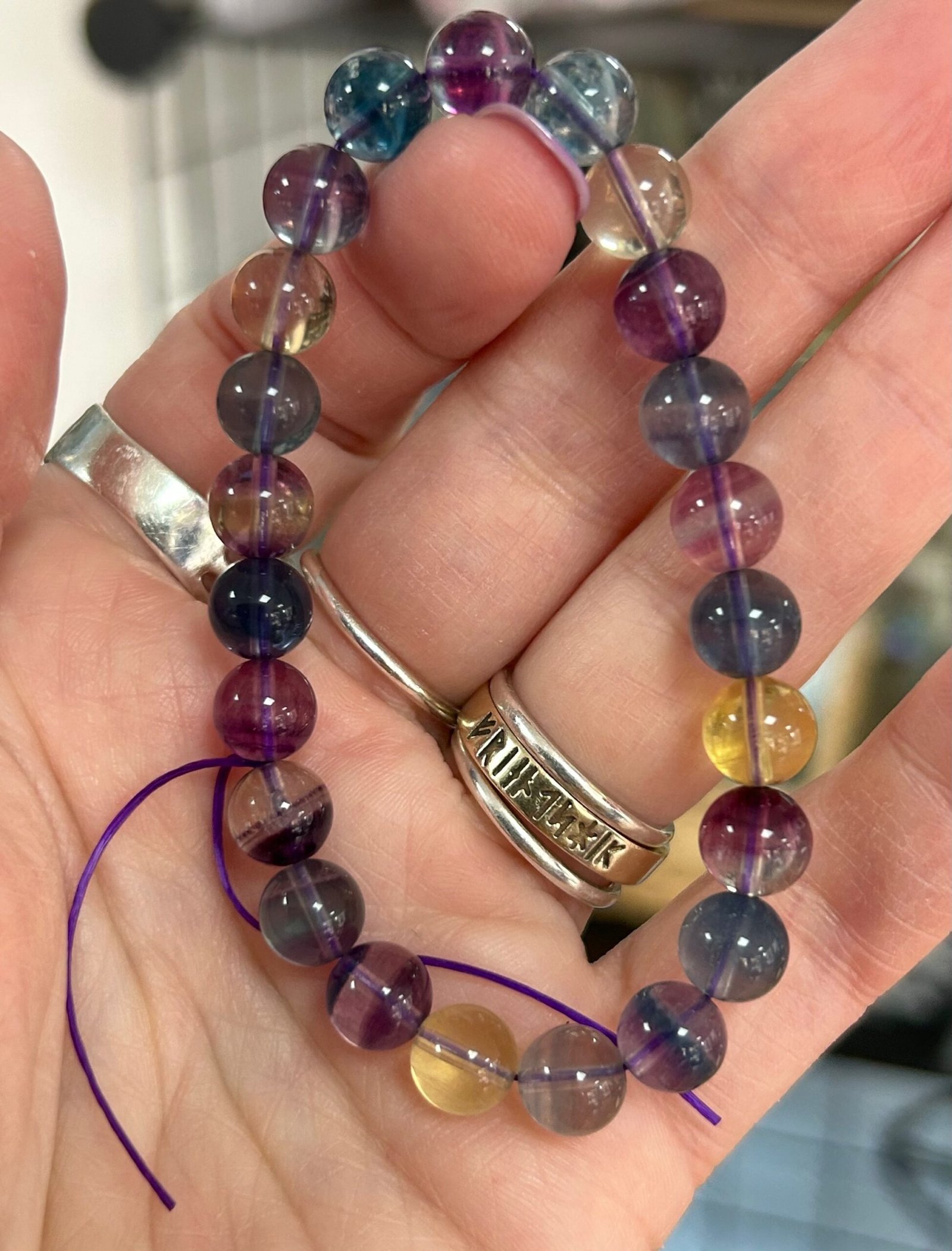 Rainbow Fluorite Bead Bracelet