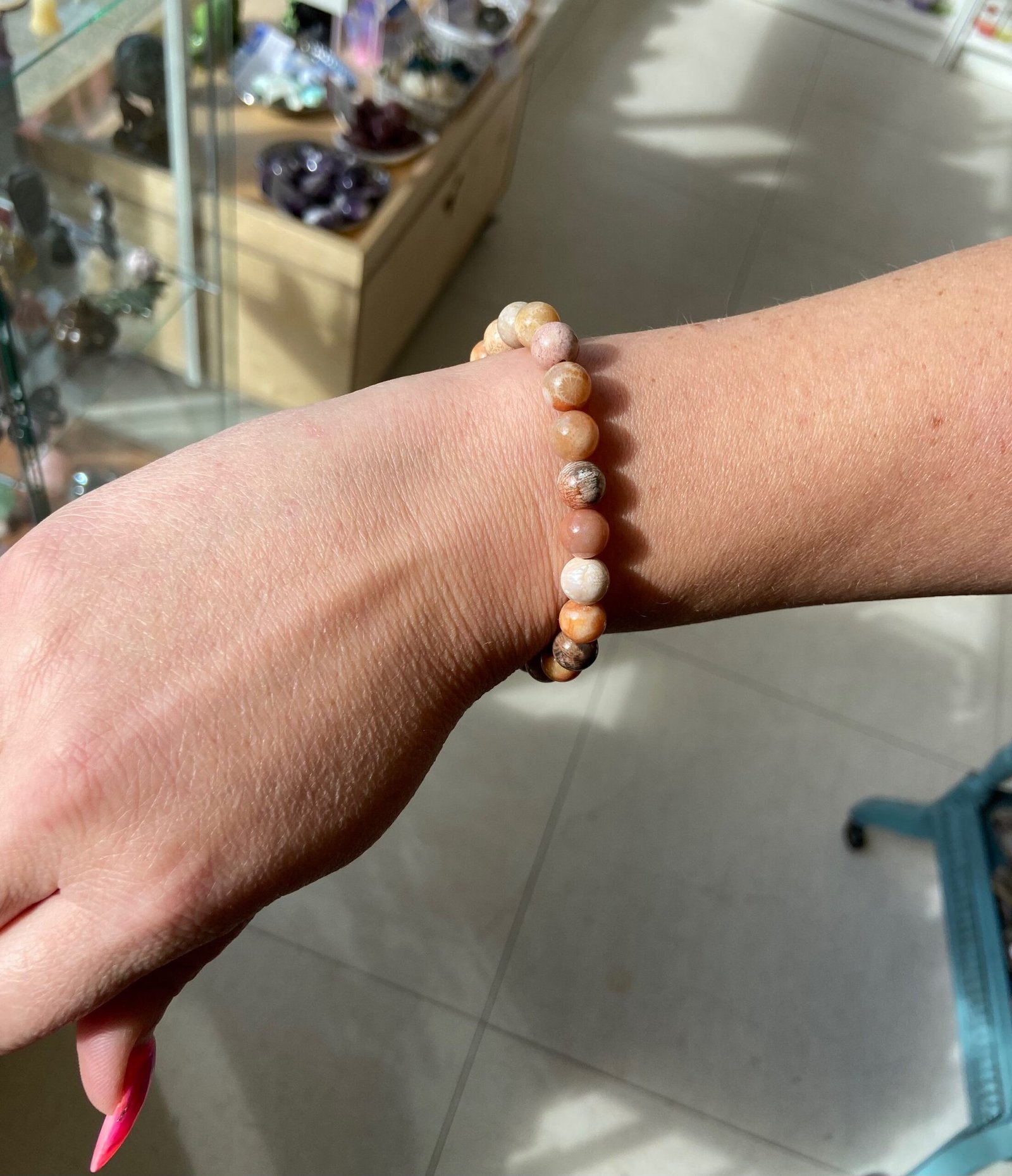 Fossilised Coral Bead Bracelet - Image 4