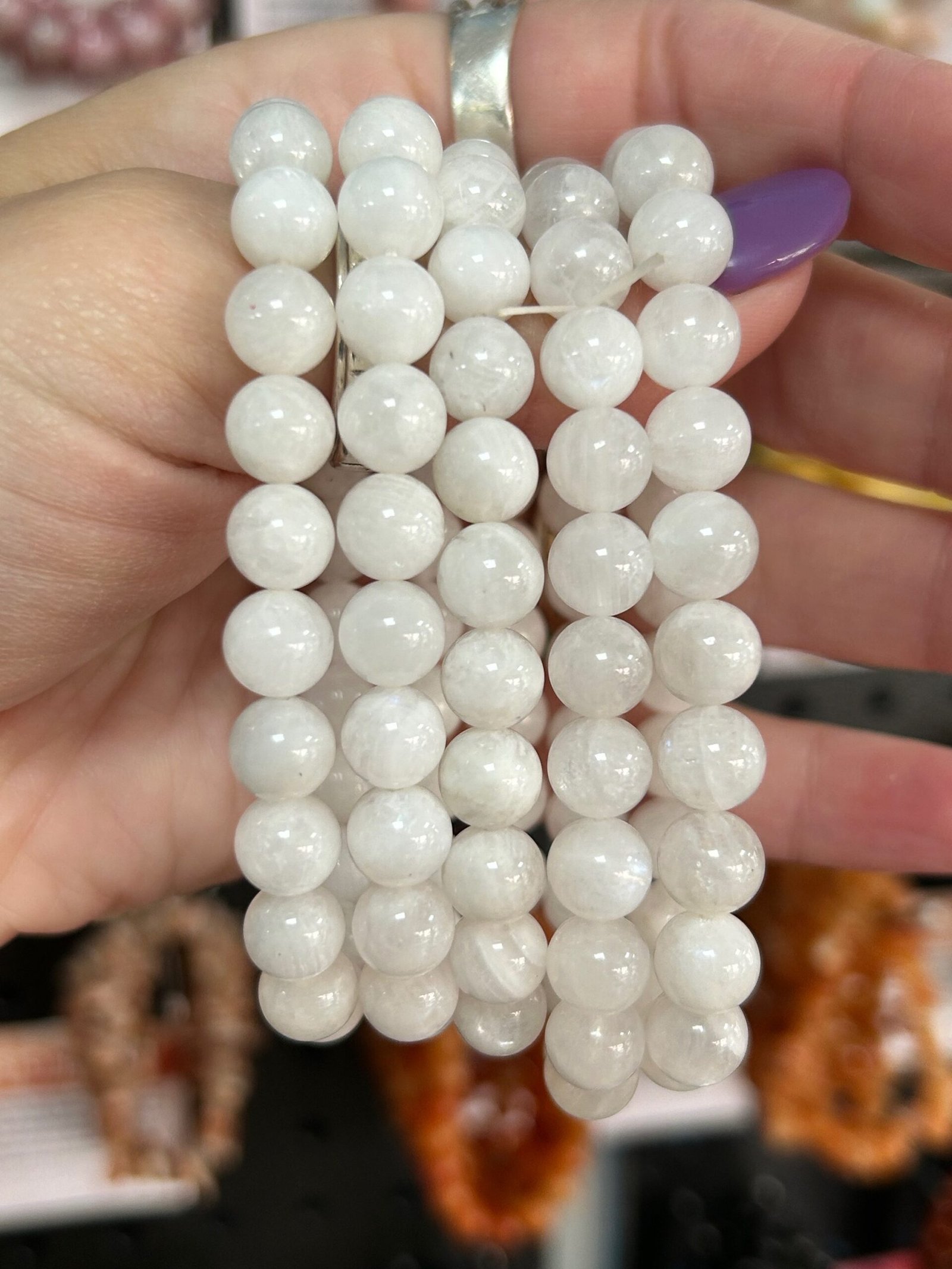 Rainbow Moonstone Bead Bracelet - Image 2