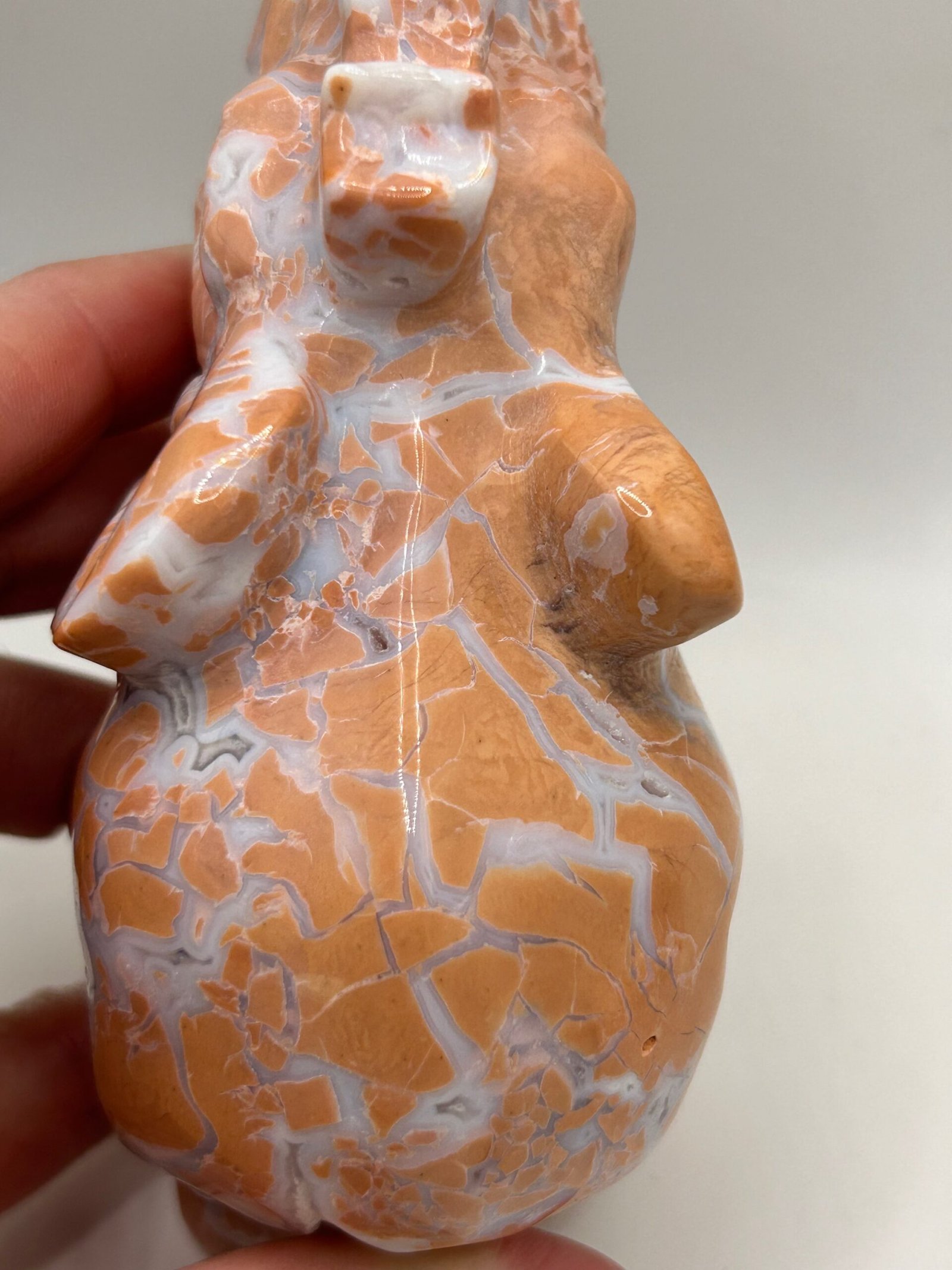 Pink (Cotton Candy) Agate Elephant Carving - Image 4