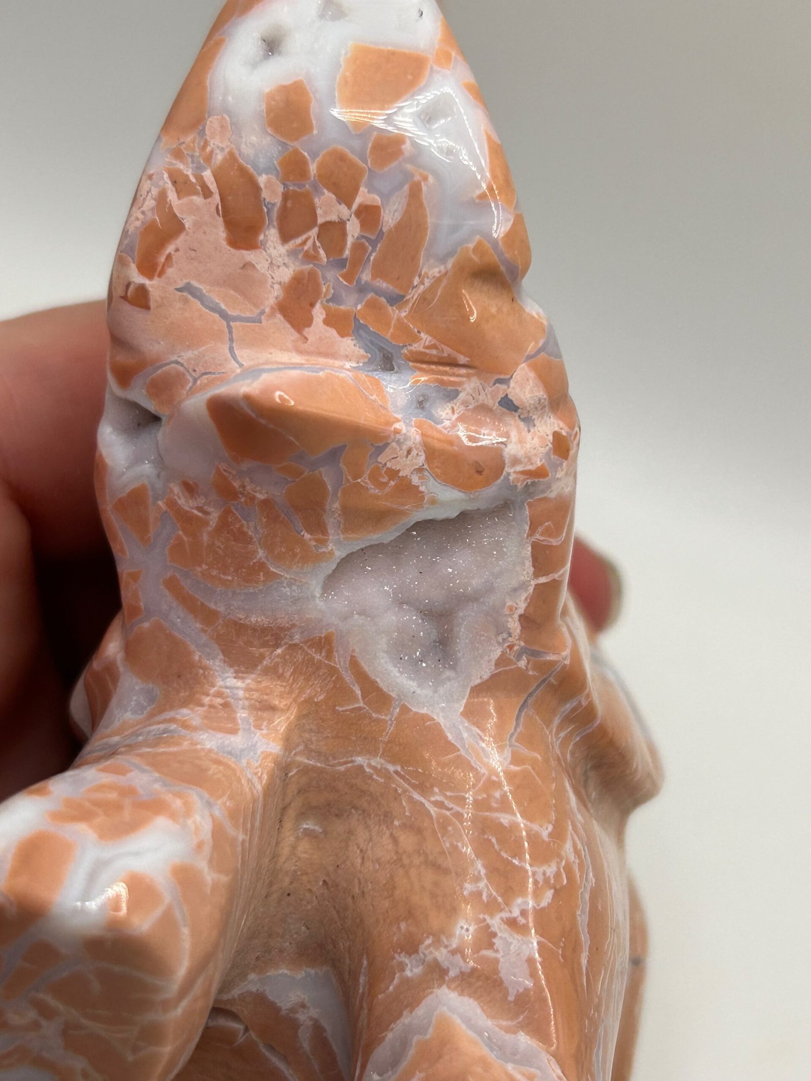 Pink (Cotton Candy) Agate Elephant Carving - Image 9