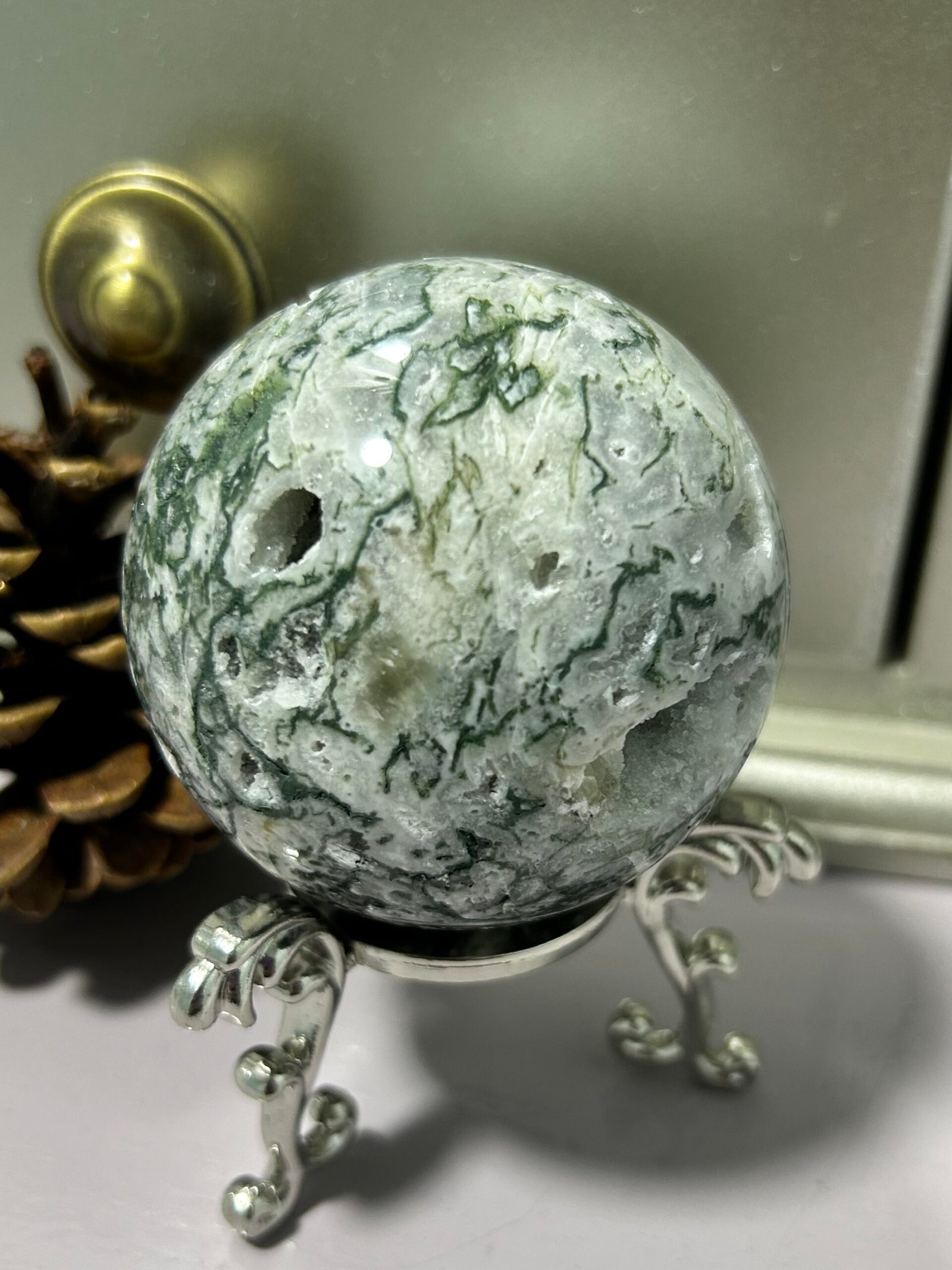 Moss Agate Sphere - Image 5