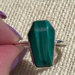 Sterling Silver Malachite Coffin Ring