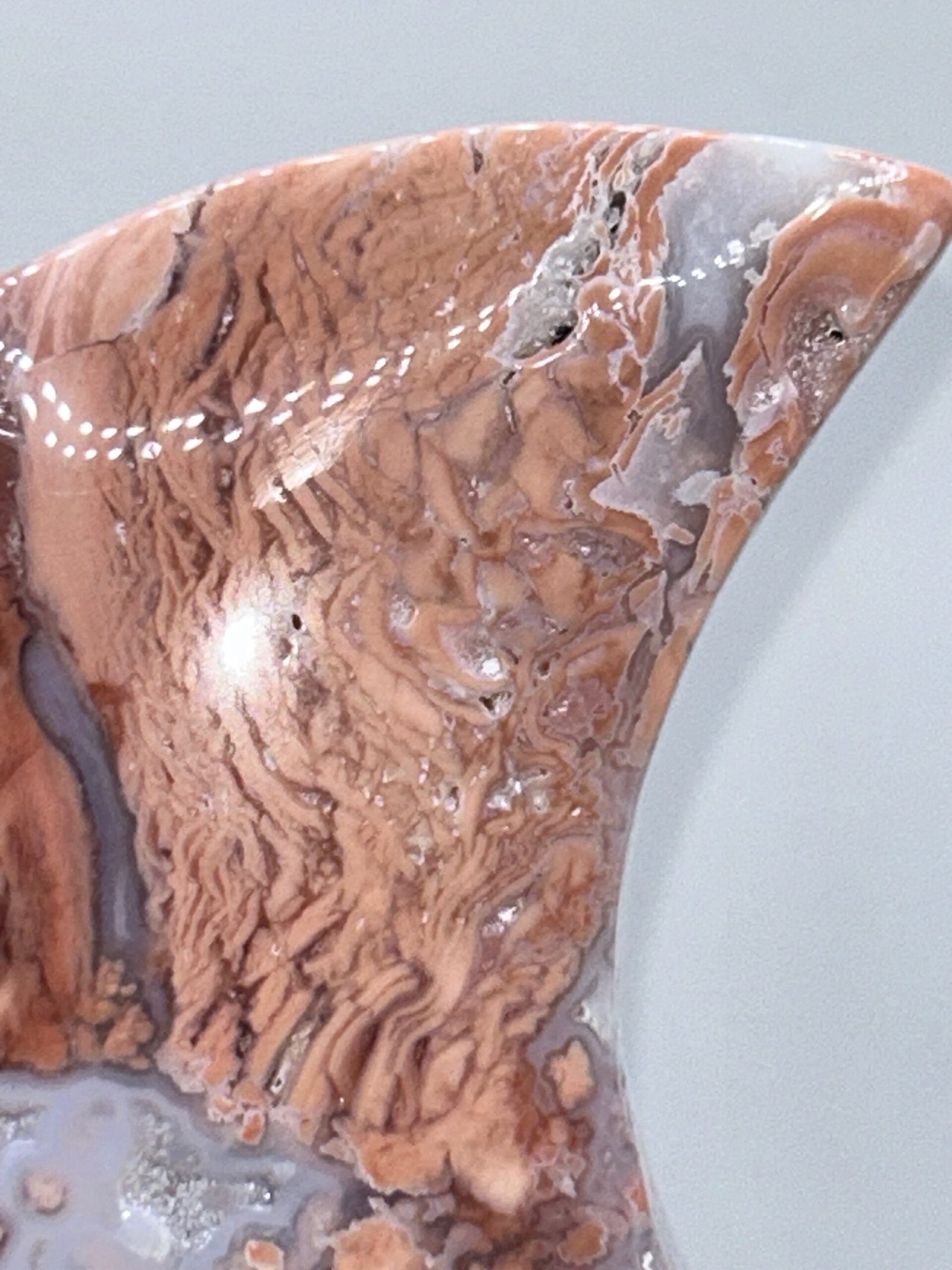 Cotton Candy Agate Crescent Moon on Stand - Image 4