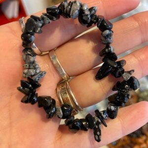 Snowflake Obsidian Chip Bracelet