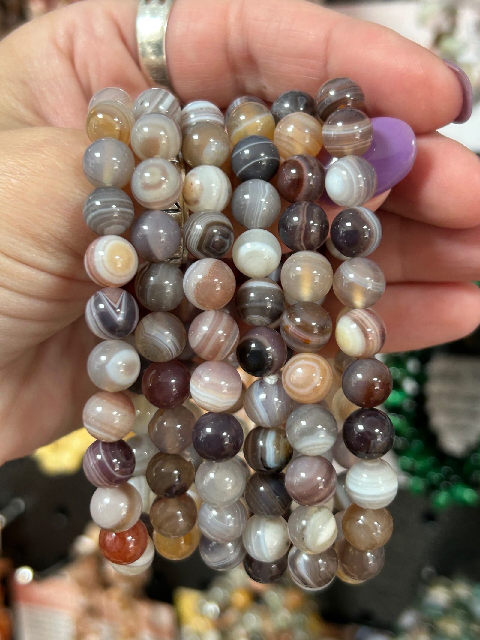 Botswana Agate Bead Bracelet - Image 2