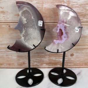 Agate Crescent Moon on Stand