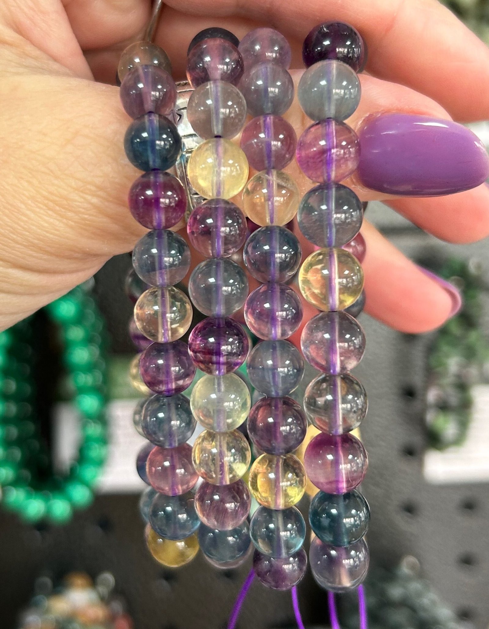 Rainbow Fluorite Bead Bracelet - Image 2