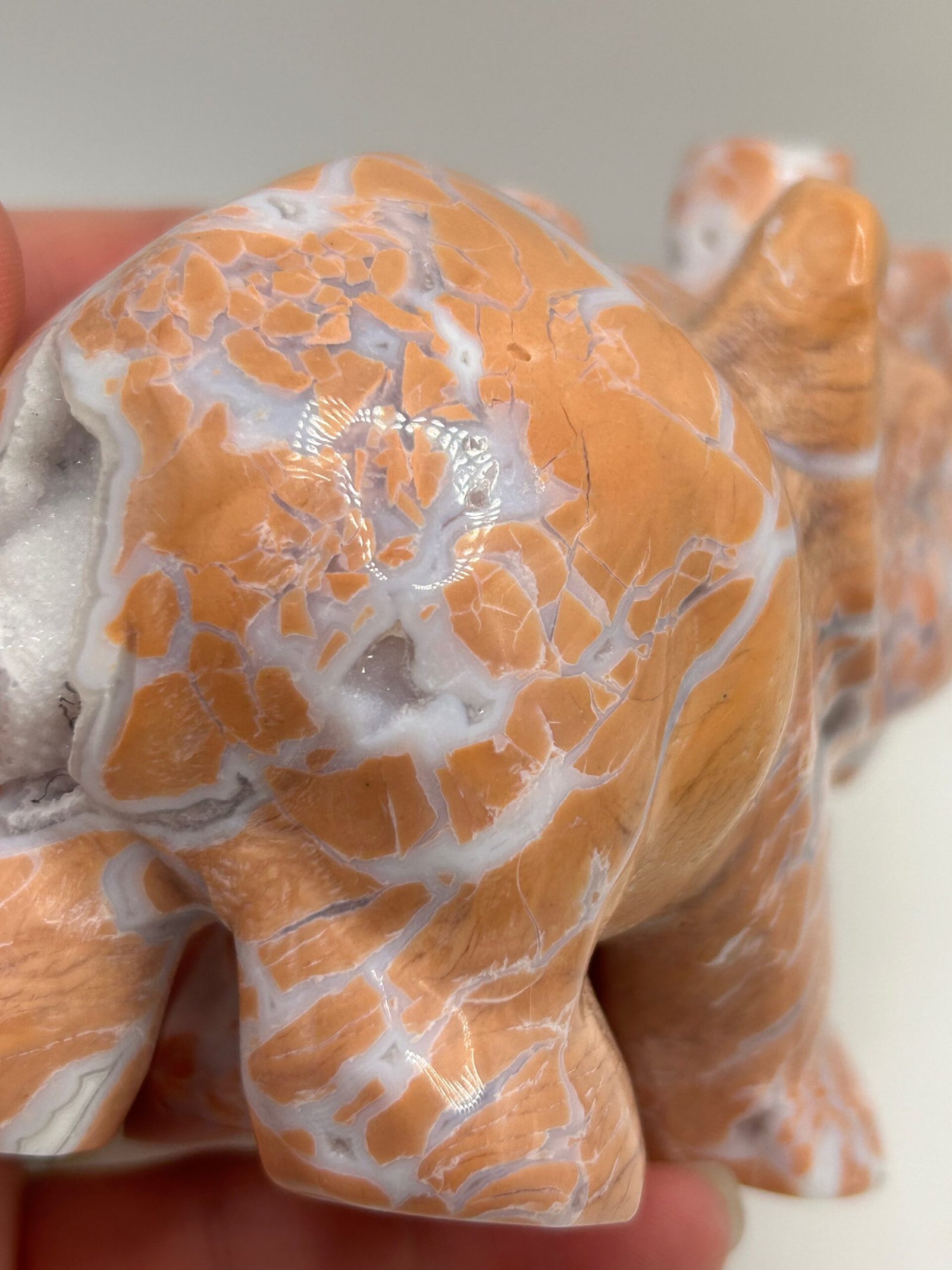 Pink (Cotton Candy) Agate Elephant Carving - Image 6