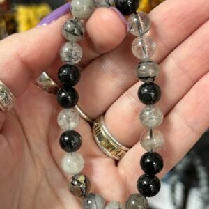 Tourmaline in Quartz Bead Bracelet