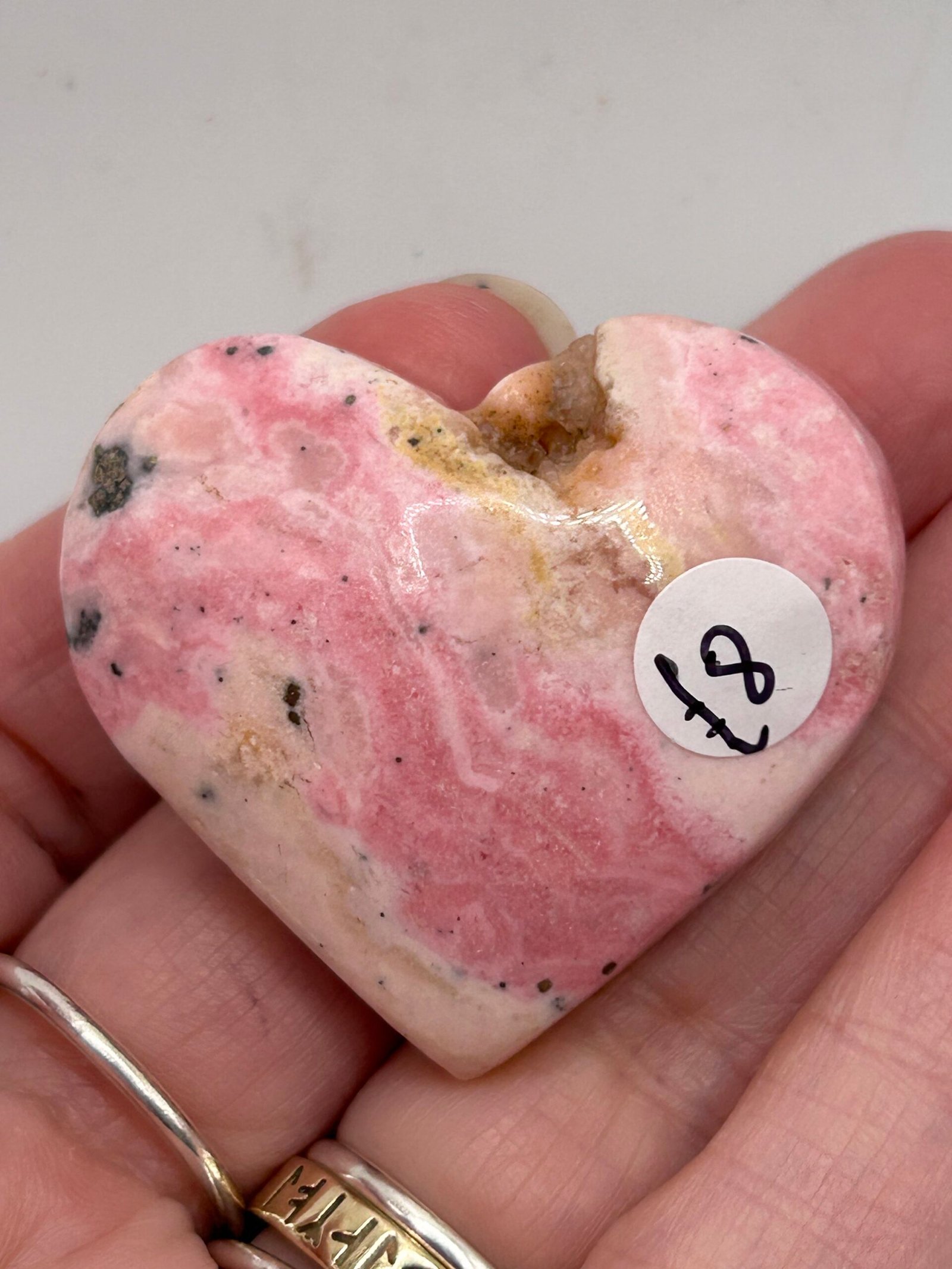 Peruvian Rhodonite Heart Palm Stone - Image 2