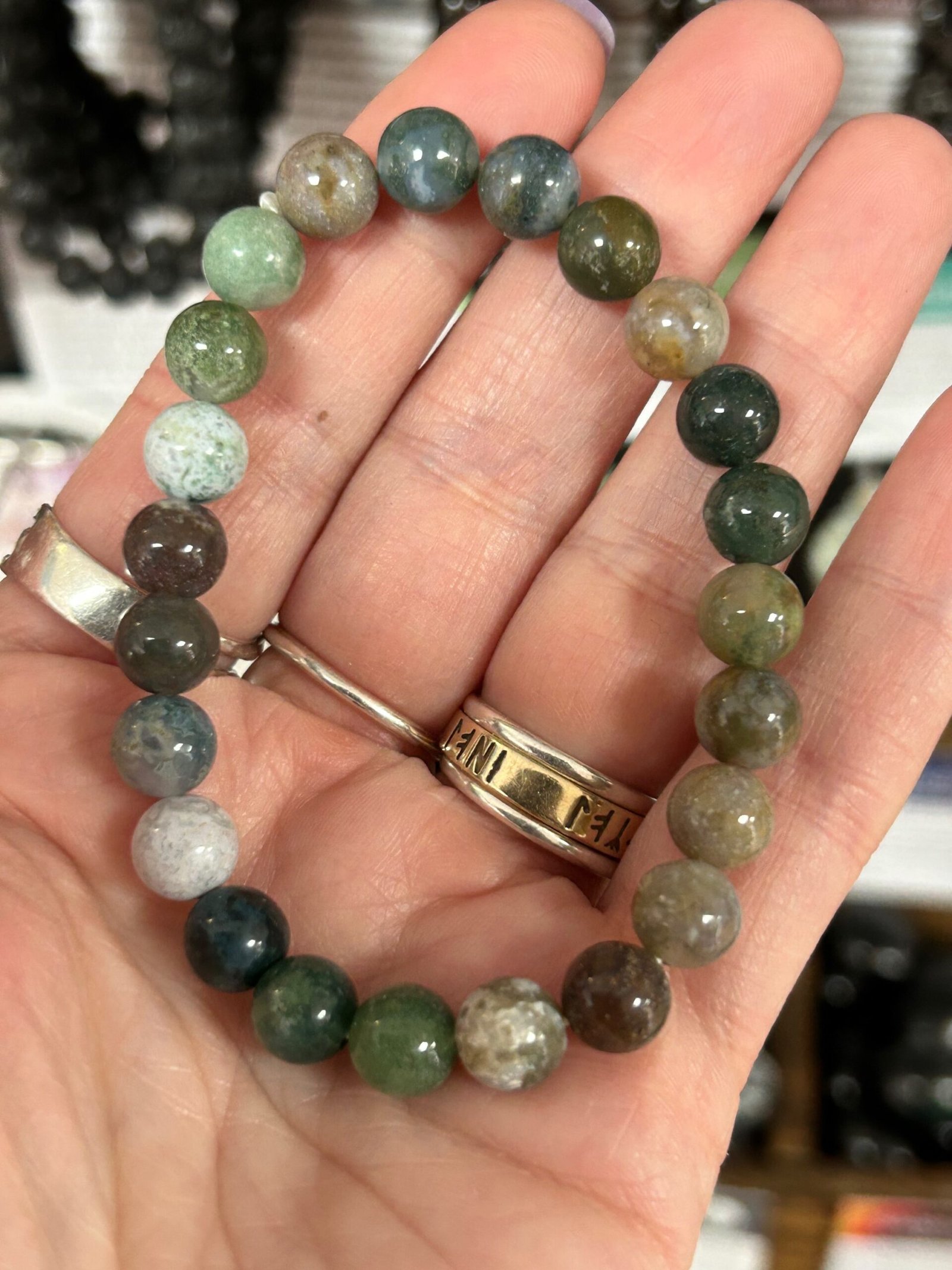 Indian Agate Bead Bracelet