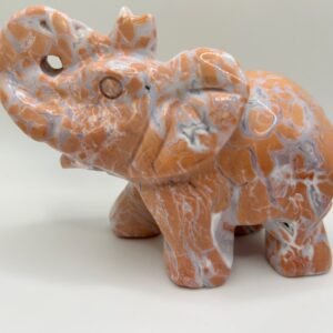 Pink (Cotton Candy) Agate Elephant Carving