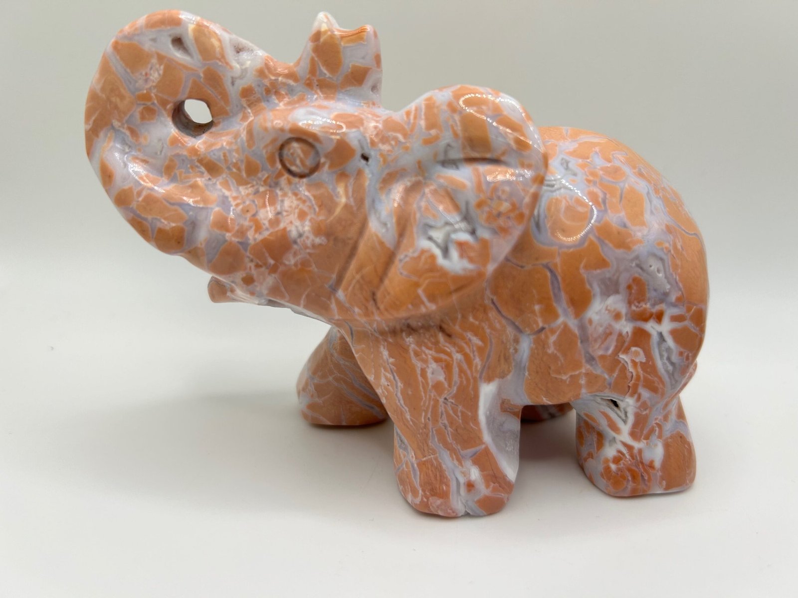 Pink (Cotton Candy) Agate Elephant Carving