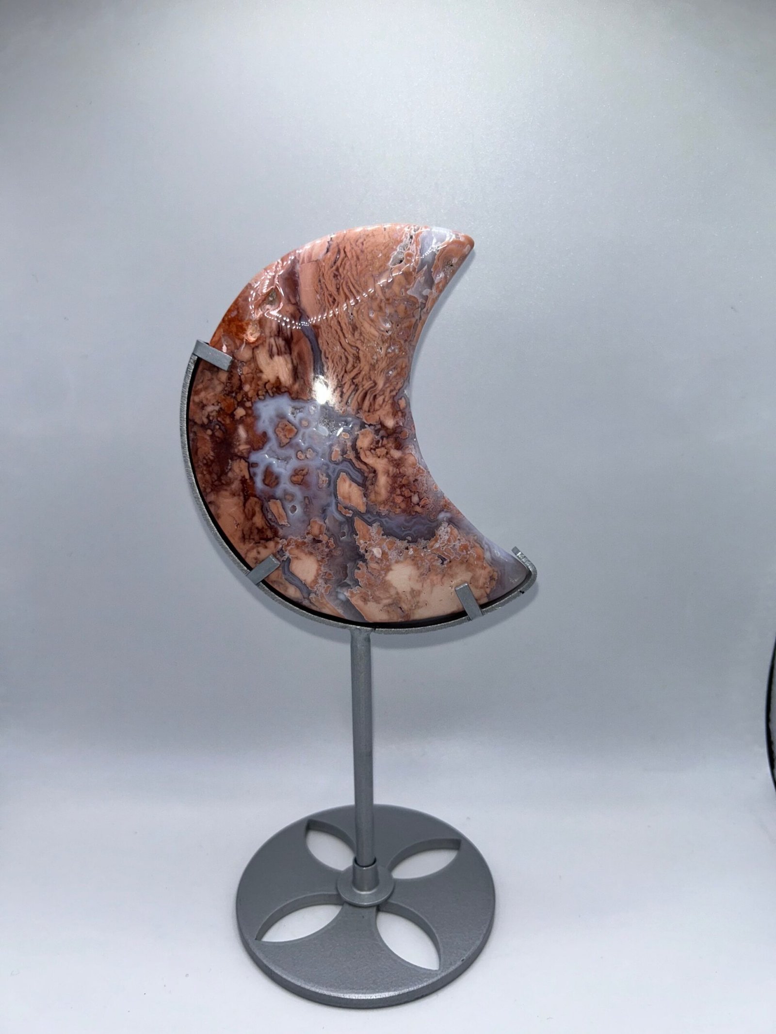 Cotton Candy Agate Crescent Moon on Stand