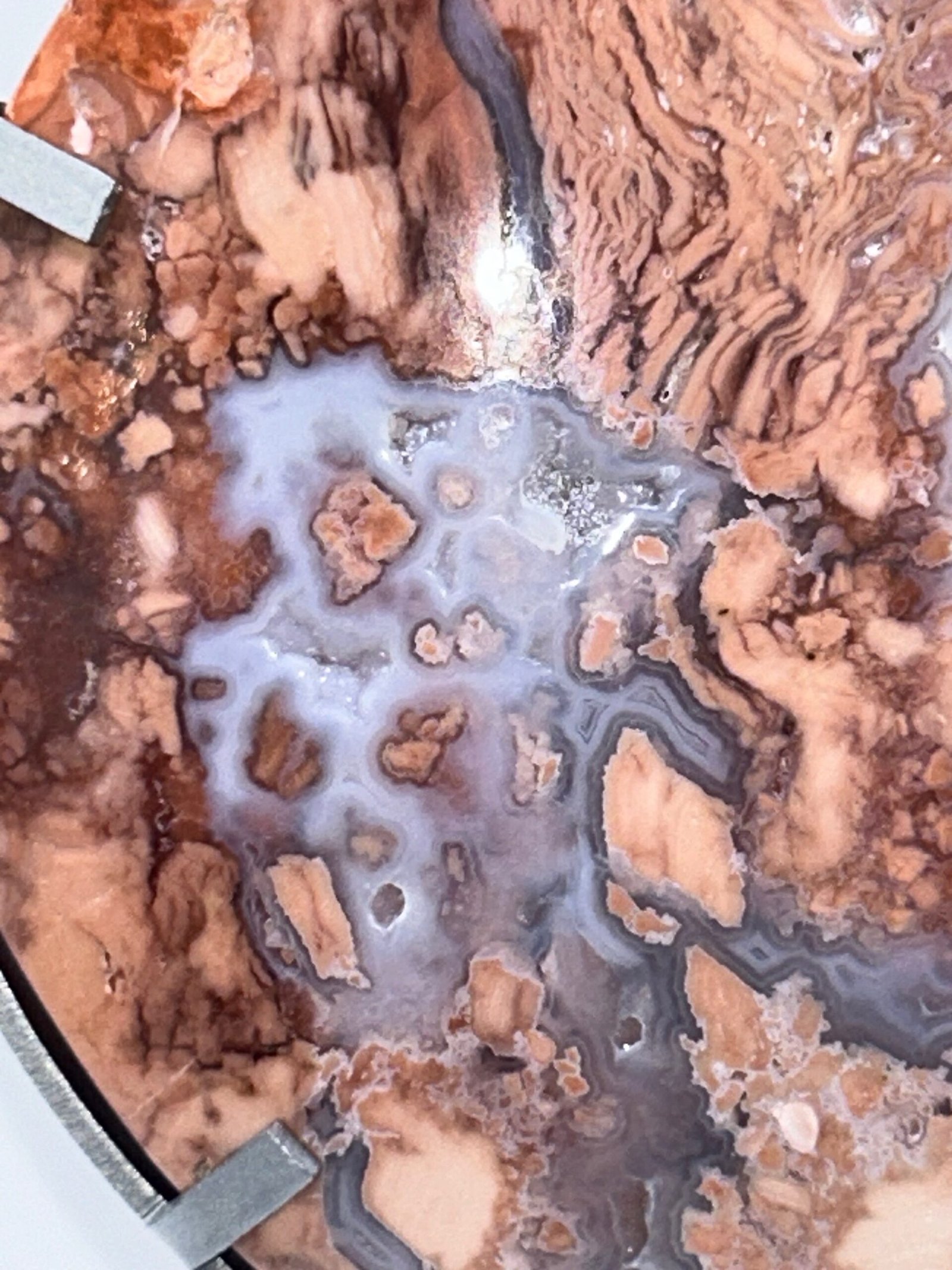 Cotton Candy Agate Crescent Moon on Stand - Image 5