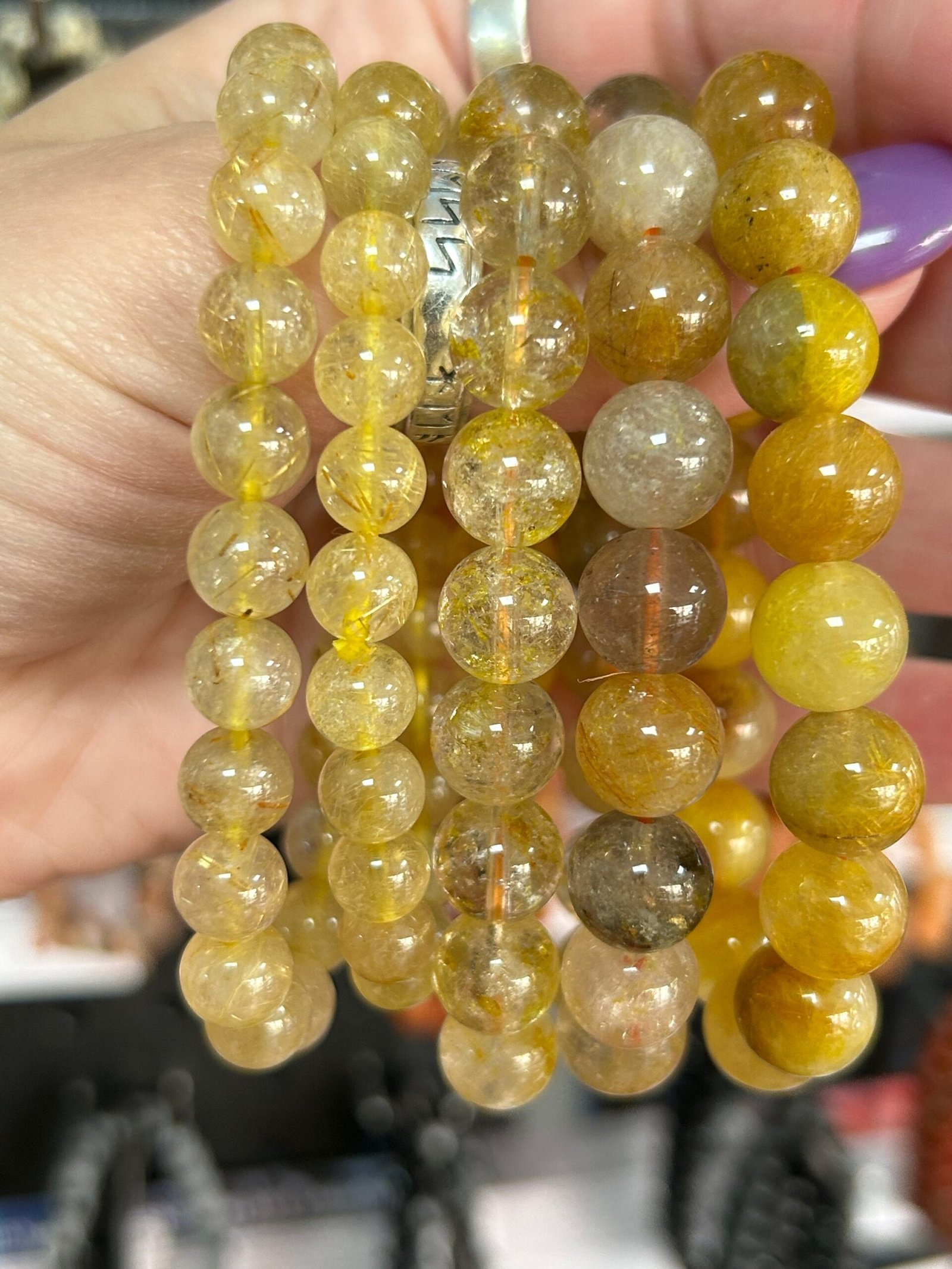Rutilated Quartz Bead Bracelet - Image 2
