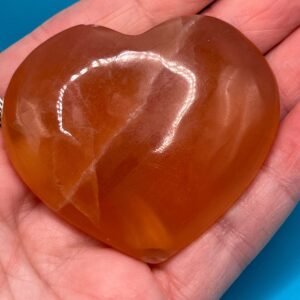 Honey Calcite Heart Palm Stone