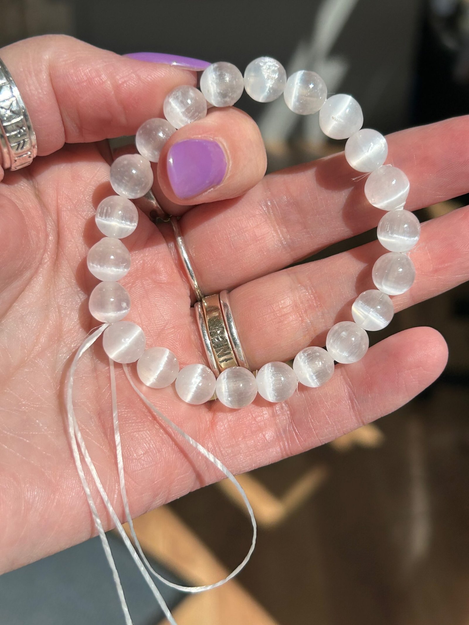 Selenite Bead Bracelet