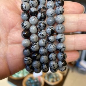 Snowflake obsidian Bead Bracelet