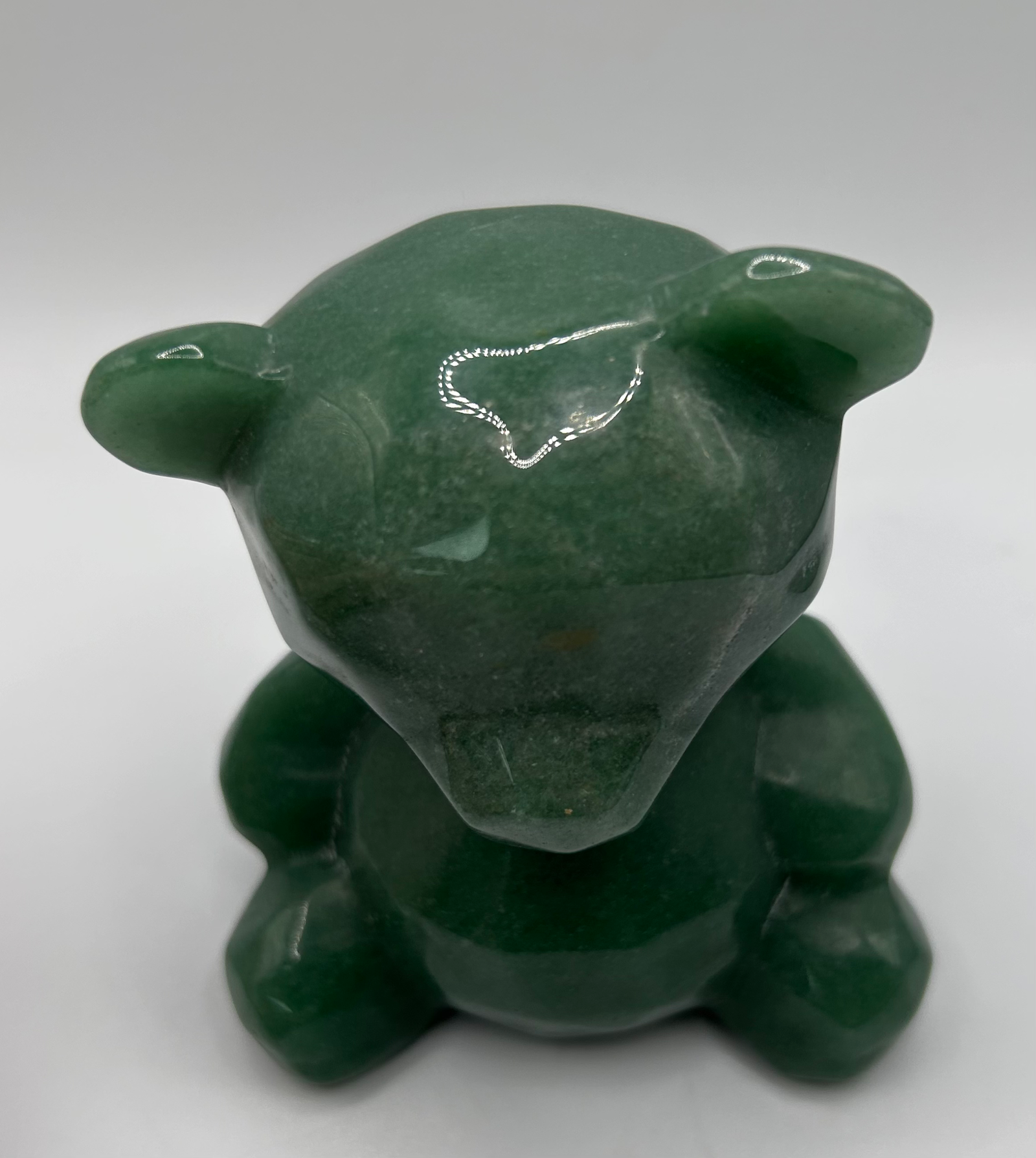 Green Aventurine Geometric Bear Carving - Image 6