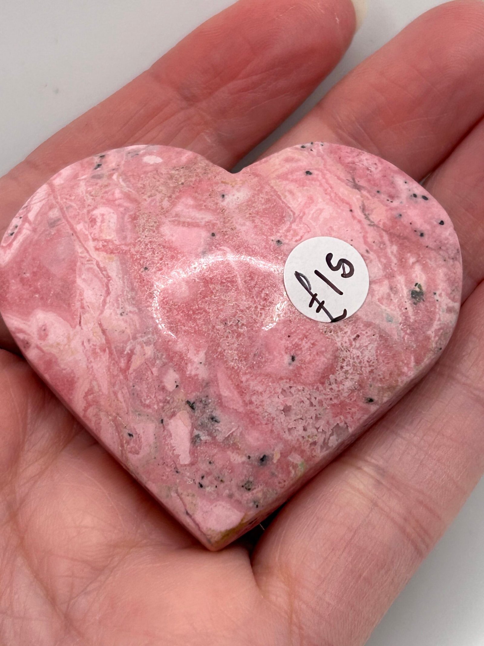 Peruvian Rhodonite Heart Palm Stone - Image 2
