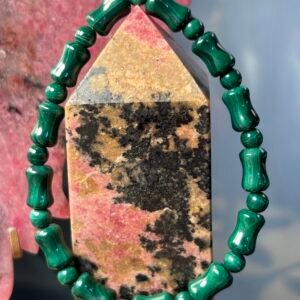 Malachite Bamboo Shaped Bead Bracelet