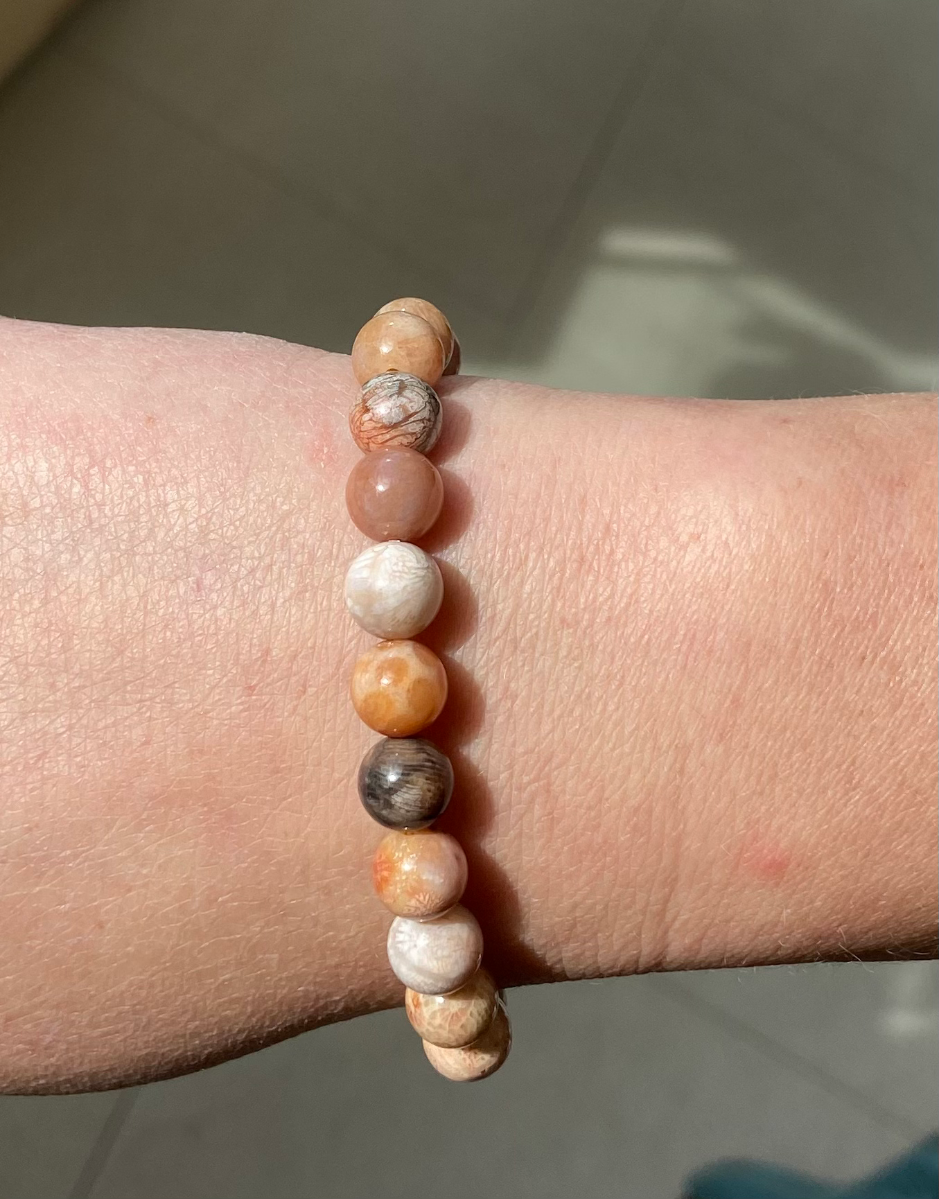 Fossilised Coral Bead Bracelet - Image 3