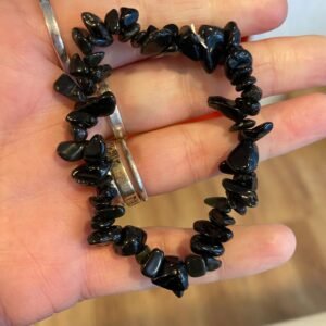 Black Obsidian Chip Stone Bracelet